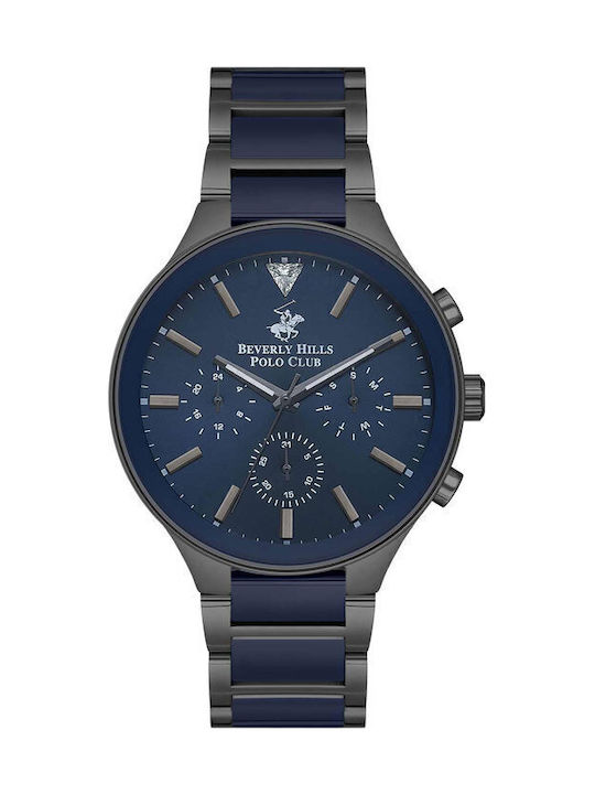 Beverly Hills Polo Club Men's Watch Battery with Black Metal Bracelet