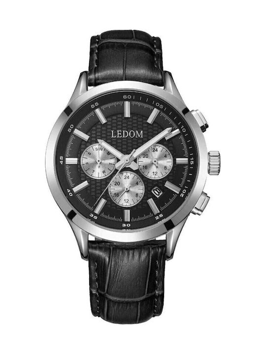Le Dom Men's Watch 42mm Battery with Black Leather Strap