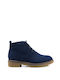 Blue Casual Low Ankle Boots with Laces