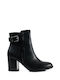 Botine elegante negre cu toc gros