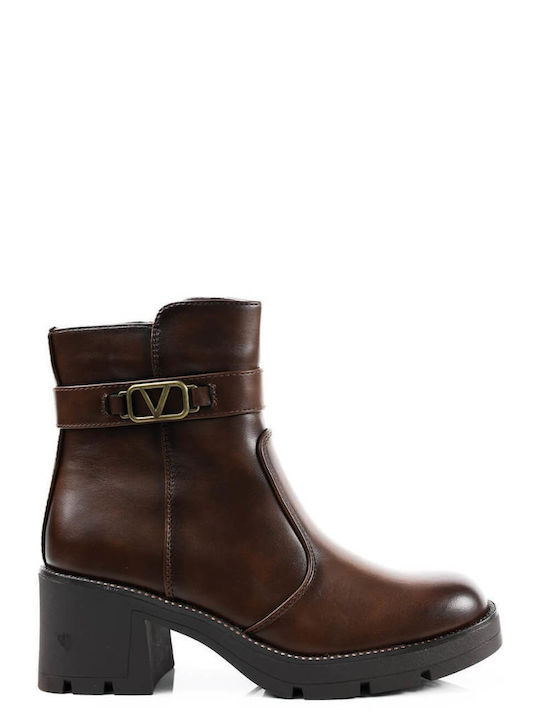 Brown Sturdy Ankle Boots with Fashionable Strap