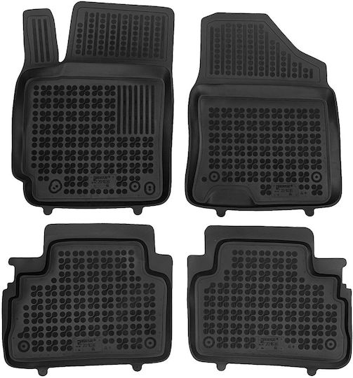 Rezaw Plast Set of Front and Rear Mats 4pcs Tray Type for Hyundai Kona 2023+ Black