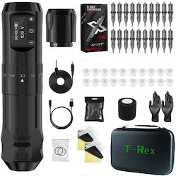 Cordless Tattoo Machine Kit Adjustable Stroke Length Replaceable Batteries Black Suit01