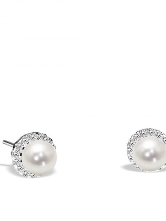 Chrilia Earrings made of White Gold with Stones & Pearls