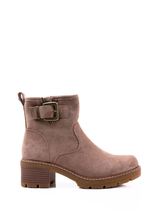 Beige Freizeitstiefel mit einzigartigem Absatz