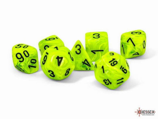 Chessex Vortex Mega-hedral Bright Green Black 7-die Set