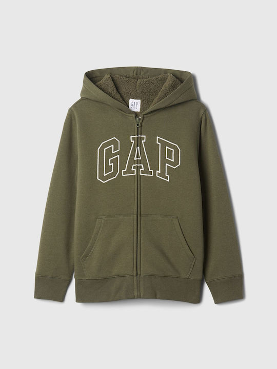 GAP Kids Sweatshirt Cardigan with Hood Olive Night