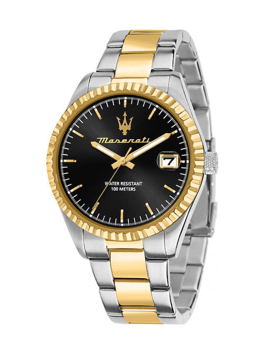 Maserati Ανδρικό Ρολόι 43mm Μπαταρίας με Χρυσό Μεταλλικό Μπρασελέ