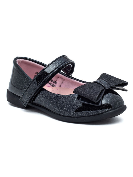 Marikelly Kids Patent Leather Ballerinas with Hoop & Loop Closure Black