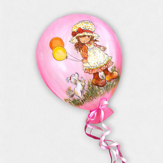 Balon din Lemn Montat pe Perete "Balonul Meu" 25 X 35cm
