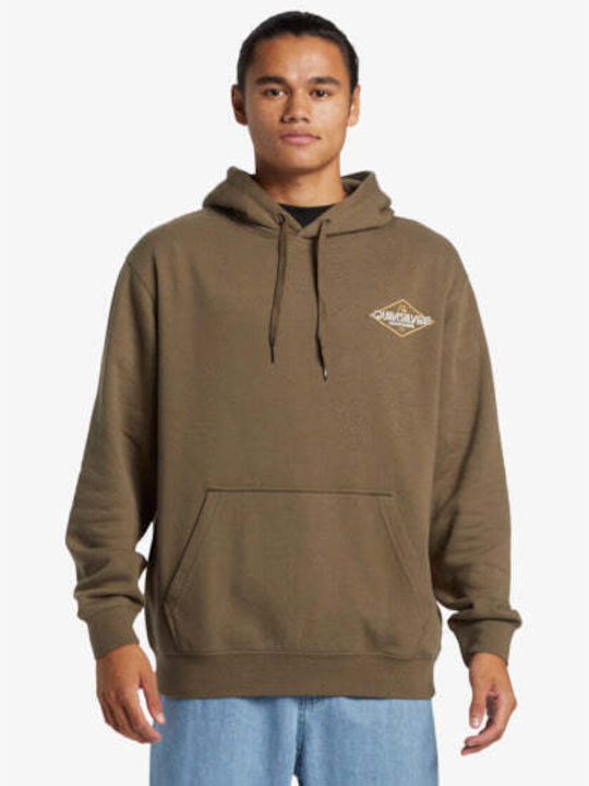 Quiksilver Men's Sweatshirt with Hood and Pockets Canteen