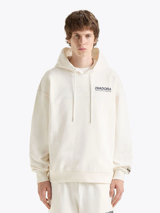 Diadora Herren Sweatshirt mit Kapuze Off White