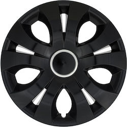 Jestic Car Hubcap Set with Saab Emblem 14" 4pcs Black /Black