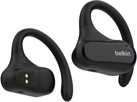 Belkin SoundForm ClearFit Open Ear Bluetooth Handsfree Ακουστικά με Αντοχή στον Ιδρώτα και Θήκη Φόρτισης Μαύρα