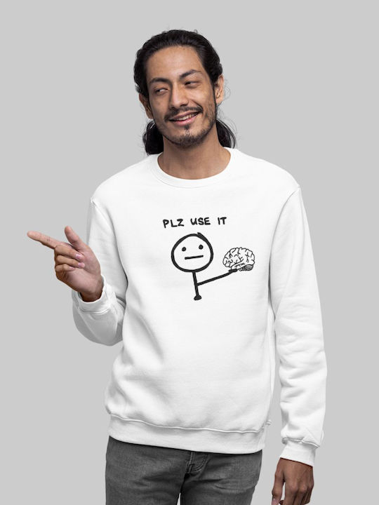 "plz Use It" Weißes Sweatshirt