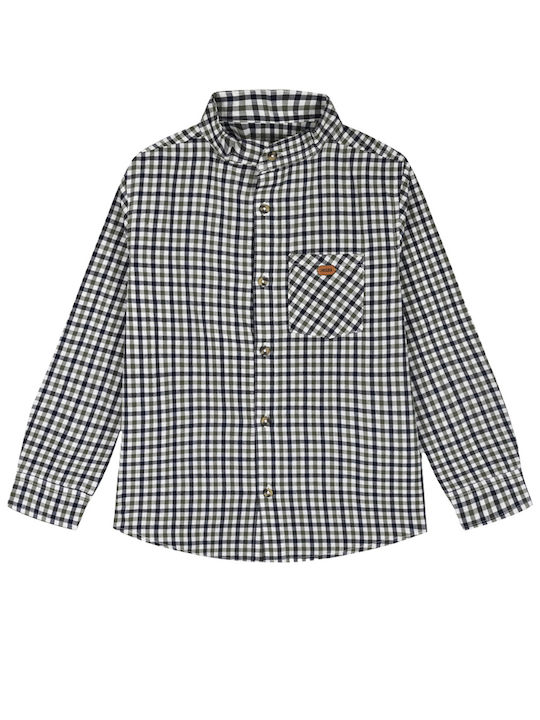 Kids Checked Shirt Long Sleeve Black