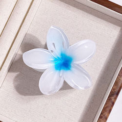 Haarspange mit Blume Weiß / Blau
