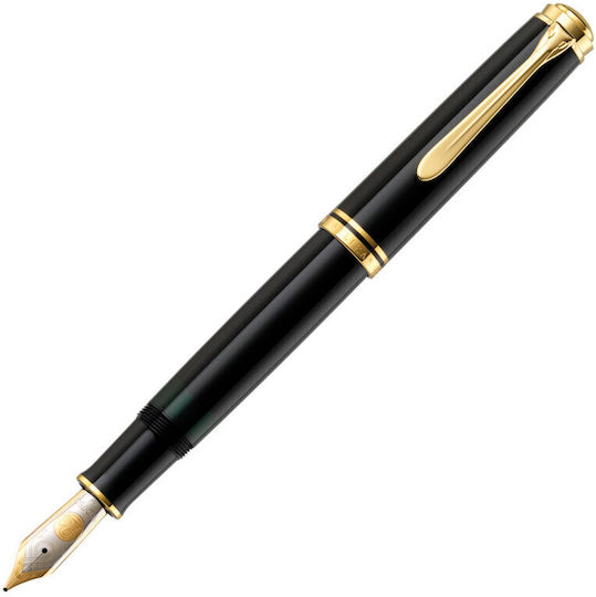 Pelikan Souveran Füllfederhalter Fein Schwarze mit Schwarzer Tintenfarbe