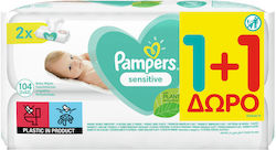 Pampers Baby Wipes without Alcohol 2x52pcs