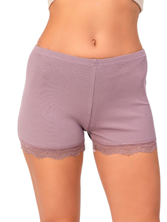 Kota Ic Giyim Sommer Baumwolle Damen Pyjama-Shorts Lila