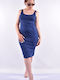 Sommer Midi Damenkleid Blau