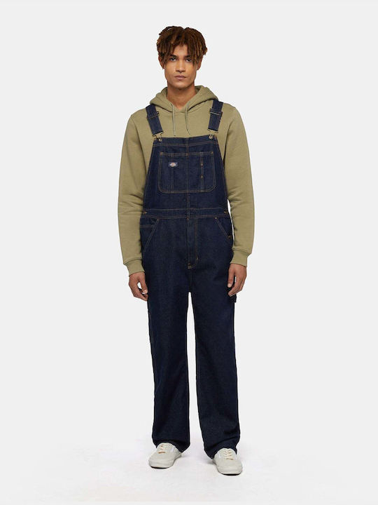 Dickies Men's Denim Dungarees Rinsed