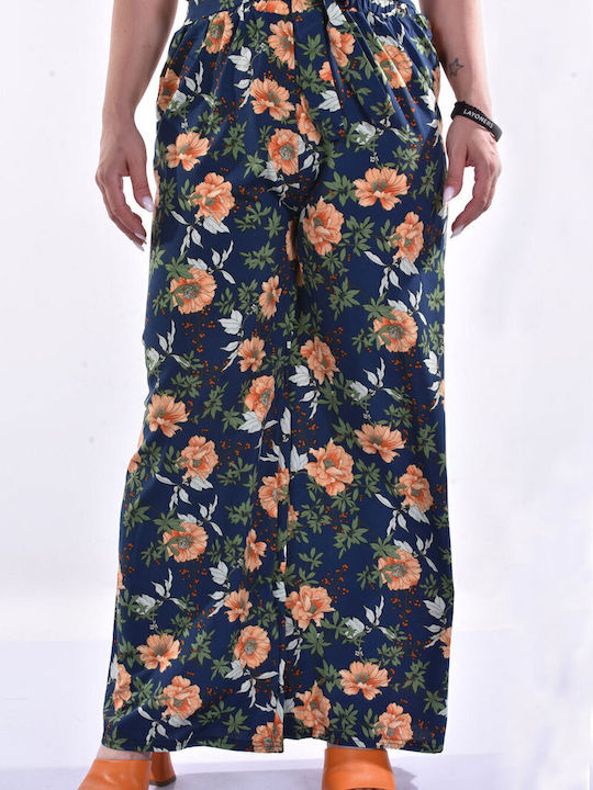 Raiden Γυναικεία Παντελόνα Floral μπλε