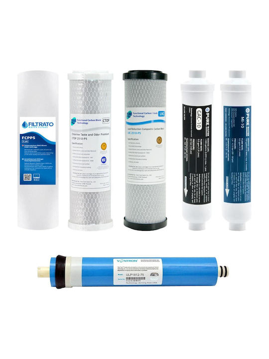 Filtrato Water Filter Replacement Reverse Osmosis (RO) made of Activated Carbon RO6-PLUS 6pcs