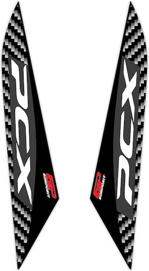 Gpk Set 3D Side Stickers Footrest Honda PCX 125 150 '18-'20 Black-Grey