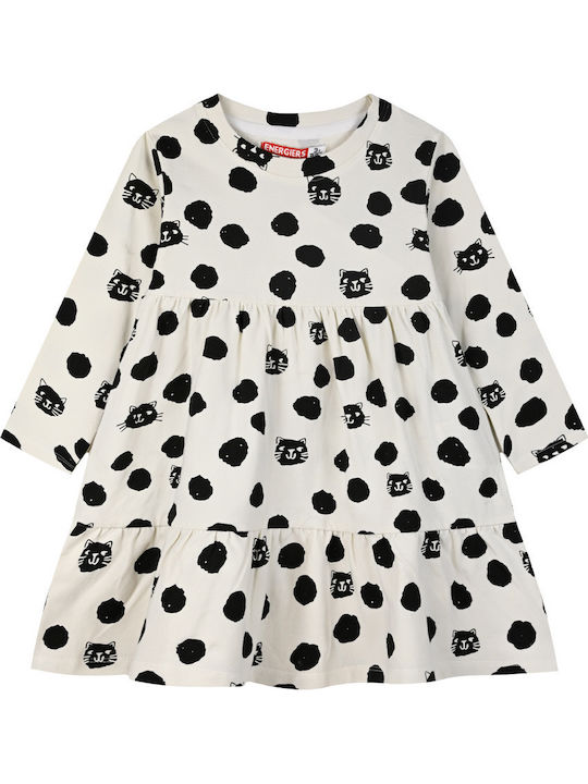 Energiers Girls Dress Long Sleeve Polka Dot wit...
