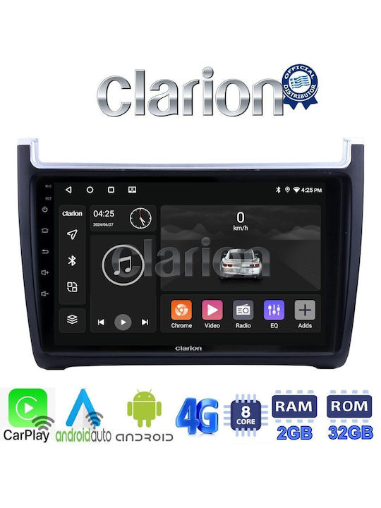 Clarion Auto-Audiosystem für Volkswagen Polo / Einkaufswagen 2014>2017 (Bluetooth/USB/WiFi/GPS/Apple-Carplay/Android-Auto) mit Touchscreen 9"