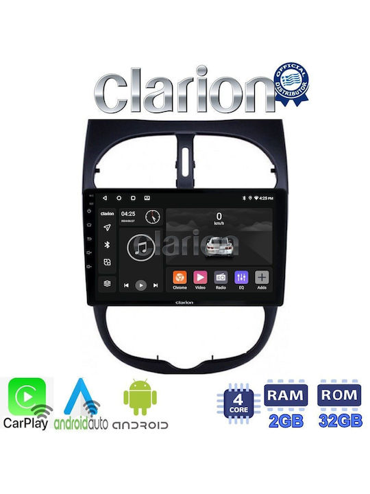 Clarion Sistem Audio Auto pentru Peugeot 206 2002 > 2006 (Bluetooth/USB/WiFi/GPS/Apple-Carplay/Android-Auto) cu Ecran Tactil 9"