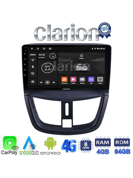 Clarion Auto-Audiosystem für Peugeot 207 2007-2013 (Bluetooth/USB/WiFi/GPS/Apple-Carplay/Android-Auto) mit Touchscreen 9"
