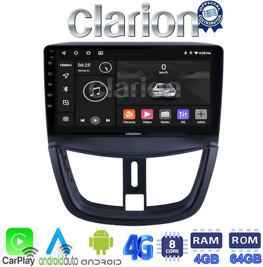 Clarion Ηχοσύστημα Αυτοκινήτου για Peugeot 207 2007-2013 (Bluetooth/USB/WiFi/GPS/Apple-Carplay/Android-Auto) με Οθόνη Αφής 9"