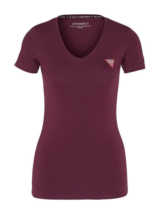Guess Γυναικείο T-shirt Burgundy Rose