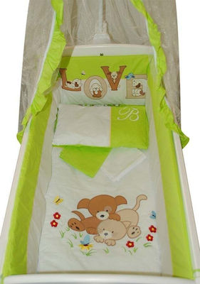 Beboulino Baby Cradle Bedding Set Love 6pcs Green