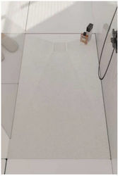 Tema Rectangulară Inox Duș 80x120cm GLASS STONE WHITE