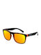 Trizand Unisex Sonnenbrille mit Schwarz Kunststoff Gestell und Orange Polarisiert Spiegel Linse