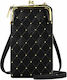 Crossbody-Handytasche Goldnieten Steppung Diamant-Design Schwarz
