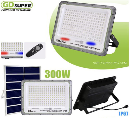 Στεγανός Ηλιακός Προβολέας LED 300W Ψυχρό Λευκό 7500K με Τηλεχειριστήριο IP67