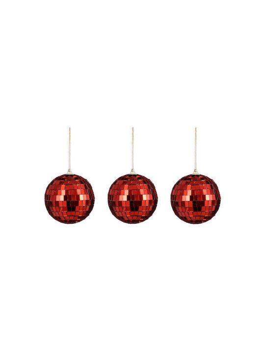 Mirror Set 3 Kunststoff Rot Kugel Ornament 8cm