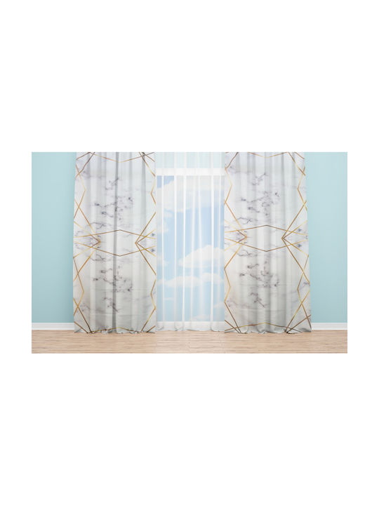 Oyo Home Sl Fpr 84a New 240cm Marble Gold Lines Curtains 280cm