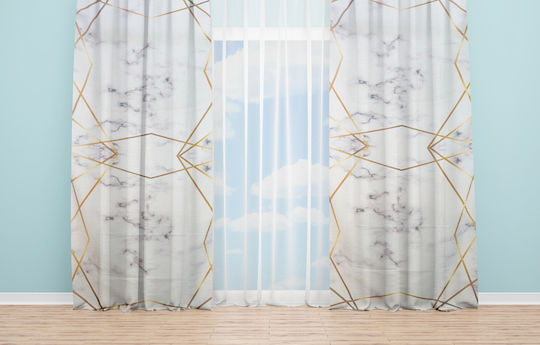 Oyo Home Sl Fpr 84a New 240cm Marble Gold Lines Curtains 280cm