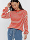 Damen Pullover Gestreift orange