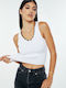 Γυναικείο Crop Top Αμάνικο με V Λαιμόκοψη Λευκό