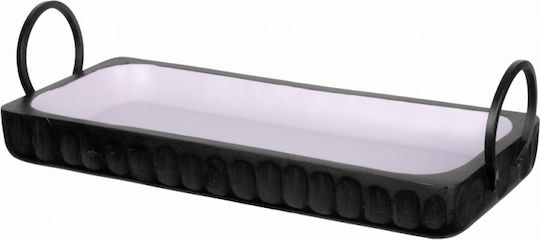 Ready Lemnos Dreptunghiular Tavă de Servire cu Mânere în Culoare Negru 40cm WD-6842 1buc