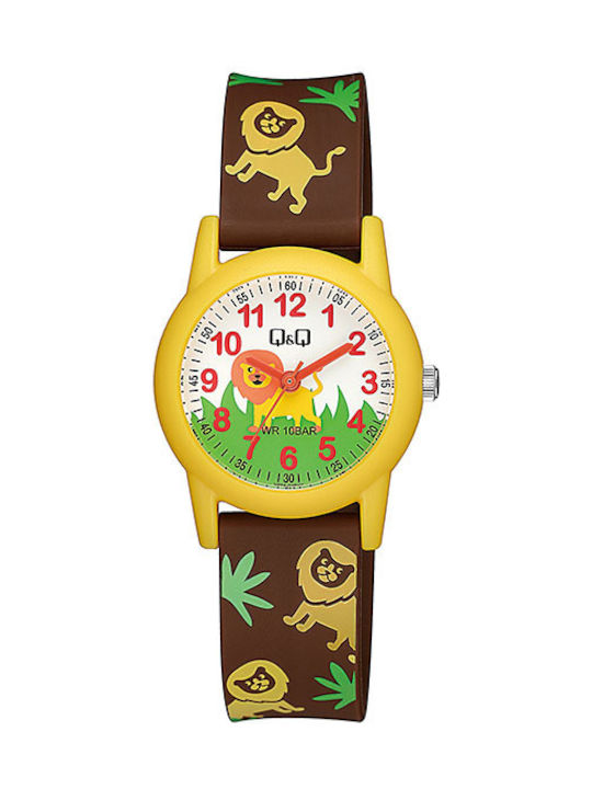 Q&Q Kids Analog Watch with Rubber/Plastic Strap Brown