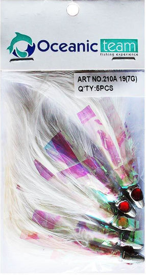Oceanic Team Jig Feathers for Bonito 5 pcs Pa_color White