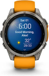 Garmin Fenix 8 47mm Sapphire, Titanium With Spark Orange/Graphite Silicone Band