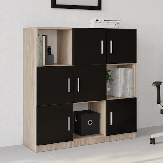 Bibliotecă Elmstead Stejar/Negru 119.9x37.6x121.8 cm